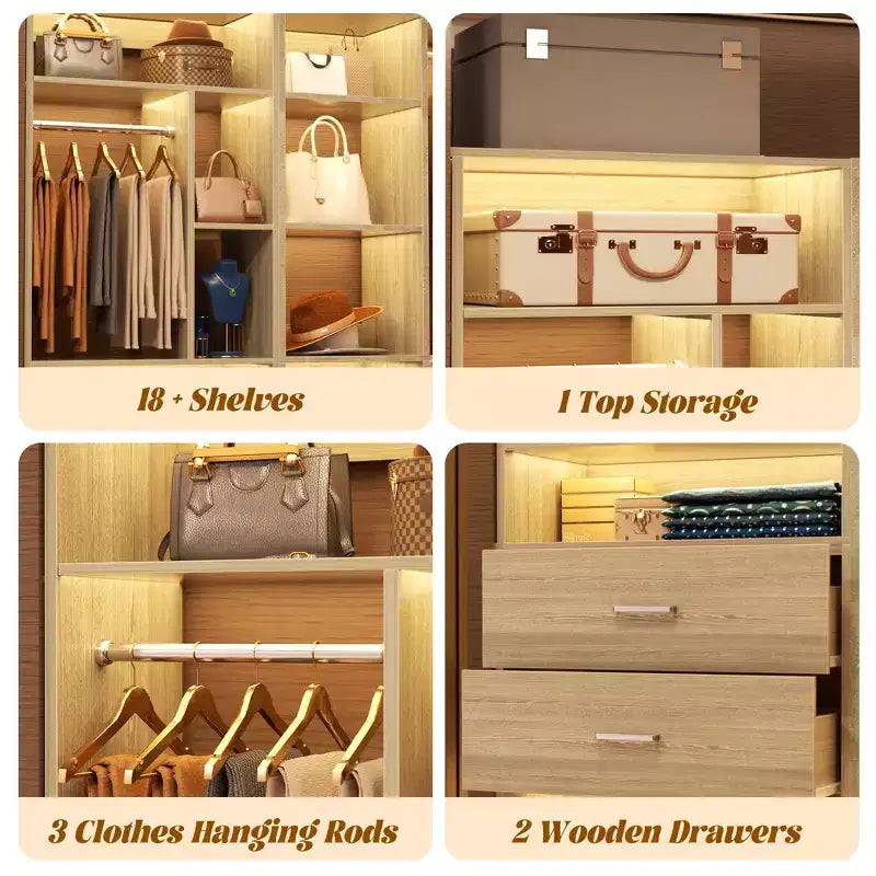 Corner Closet Organizer System with 2 Drawers