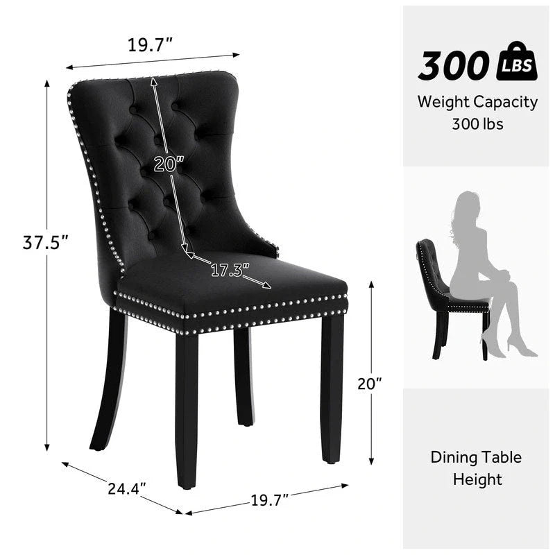 Solid Wood Velvet Upholstered Dining Chair Set of 4