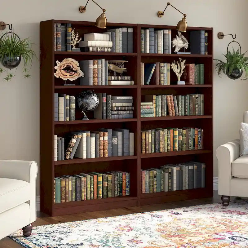 Tall 5-Shelf Bookcase Storage Unit – 72" Adjustable Shelves for Home & Office
