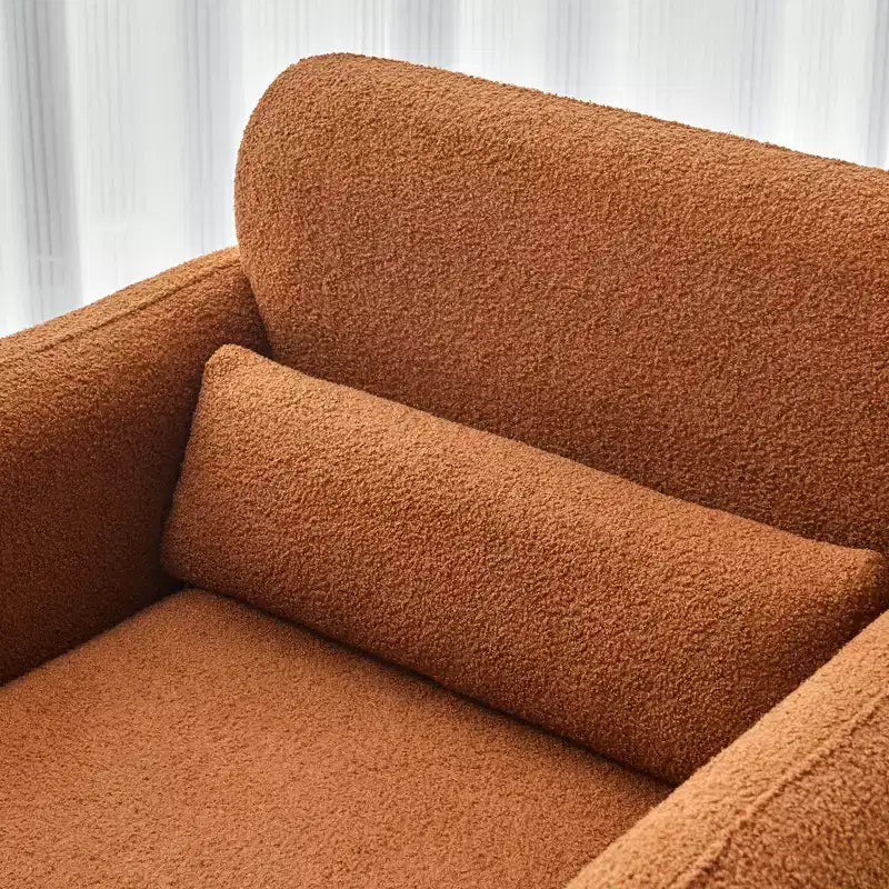 MAYEERTY Modern Lamb Fabric Loveseat Sofa Solid Wood Frame Toss Pillow Included