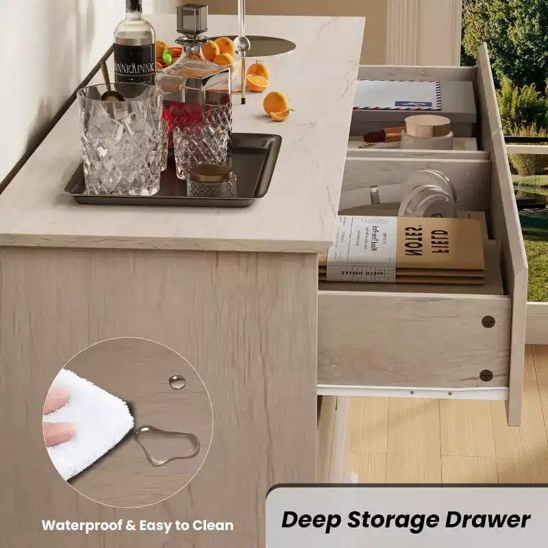 Modern Dresser for Bedroom with 8 Drawers, Wooden Storage Organizer Unit for ClosetWide Chest of Drawers