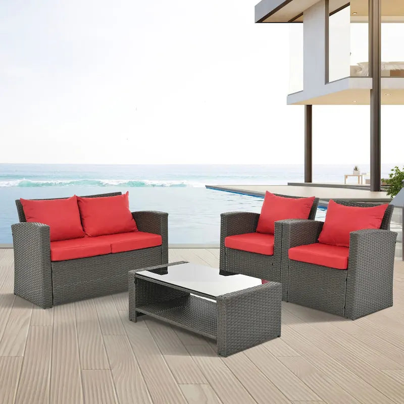 4-Piece Outdoor Patio Furniture Conversation Set
