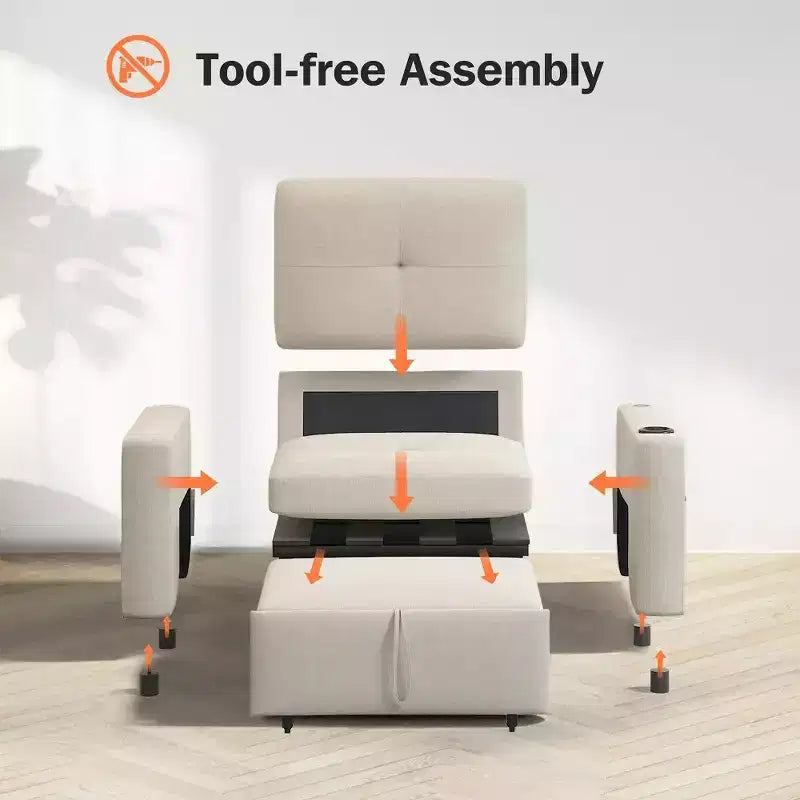3-in-1 Sleeper Sofa Chair Bed, 42.5 Wide Convertible Pull-Out