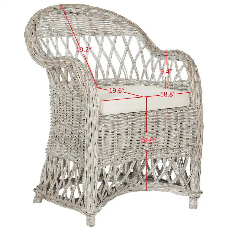 Natural Rattan Club Chair - 25.5 x 26.5 x 35.5 - 26Wx27Dx36H
