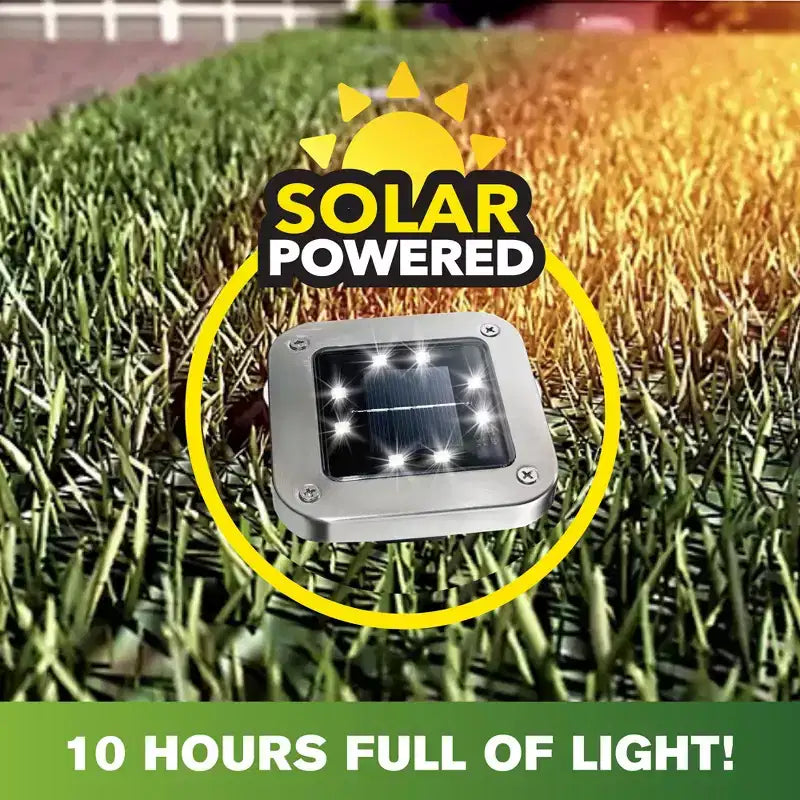 Bell + Howell 8 LED Square Solar Powered Outdoor Disk Lights - Walkway Lights, Waterproof, Auto On/Off