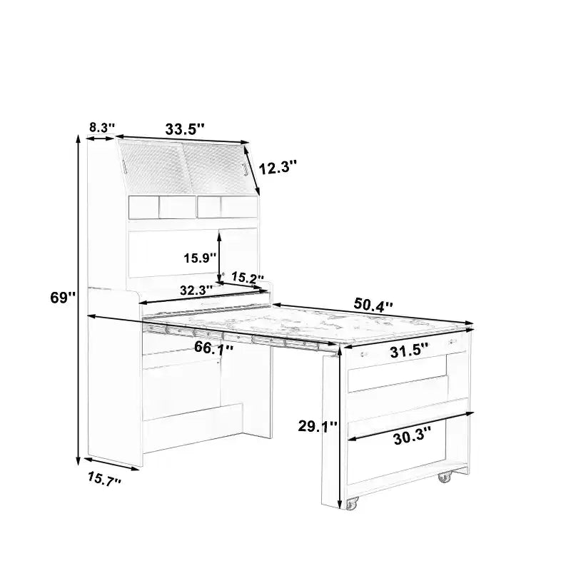 Whisen 33.5 Buffet with Hutch & Foldable Table