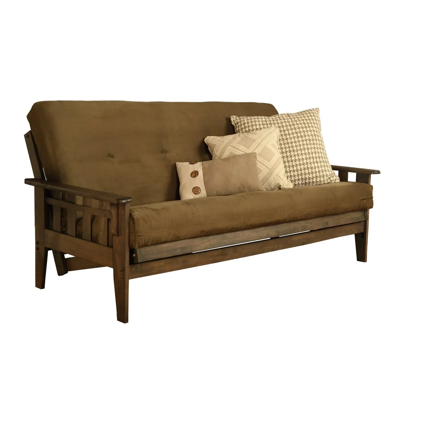 Full-size Rustic Walnut Futon Set with Mattress