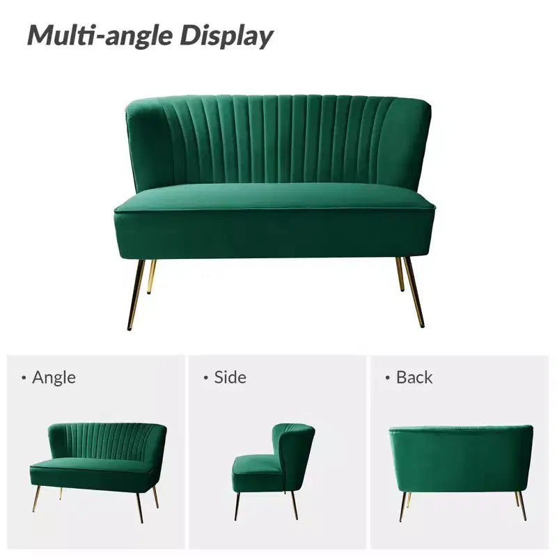 Velvet Nicolas Loveseat Chair Contemporary 2-Seater Sofa for Living Room and Bedroom Tufted Back Loveseat | Karat Home