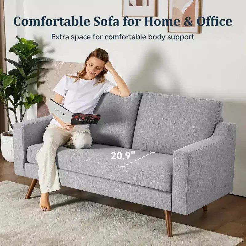65.4" Mid Century Modern Loveseat Sofa with Spring Cushion for Living Room, Bedroom & Office