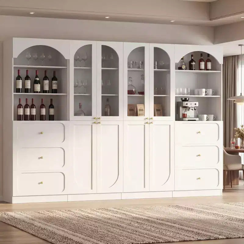 Besiost Combination Pantry cabinet with doors, Set of 2 bookcase with glass doors and shelves