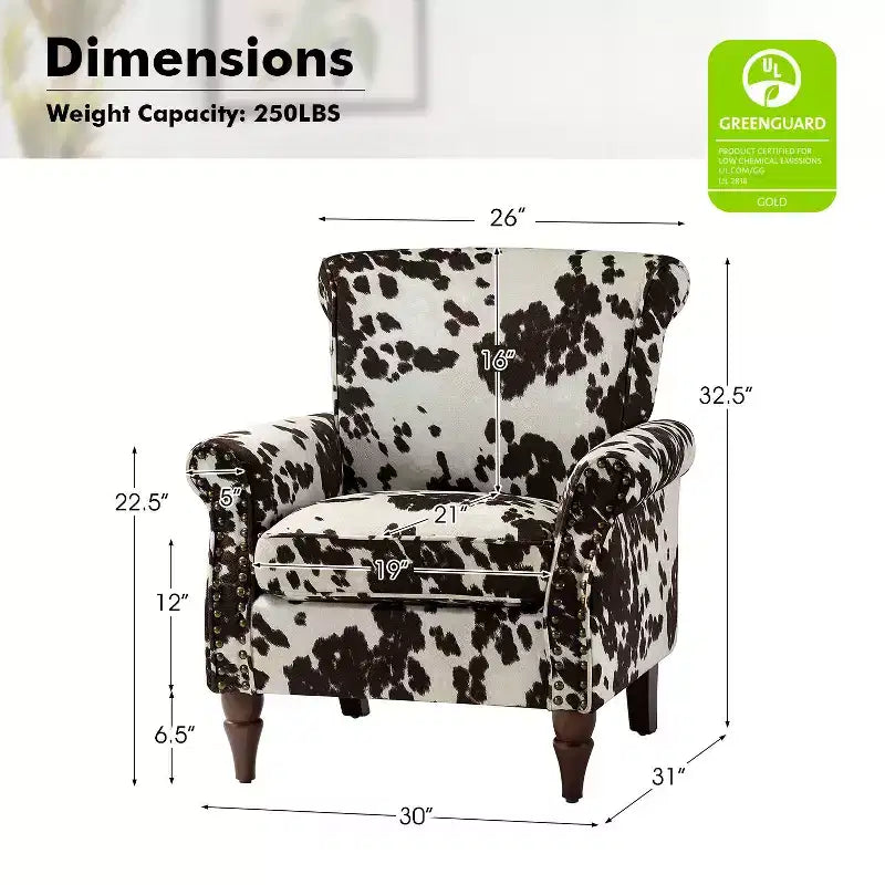 Traditional Wooden Upholstered Floral Armchair with Wingback and Nailhead Trim