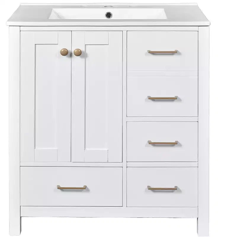 30-Inch Bathroom Vanity with Sink, Storage Drawers & Soft-Close Doors