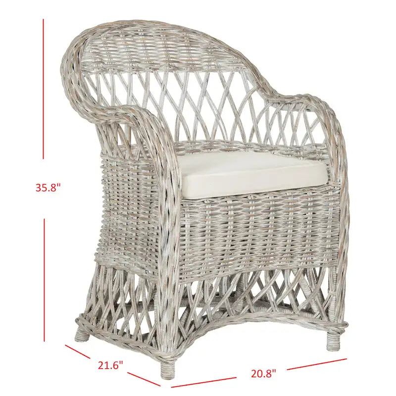 Natural Rattan Club Chair - 25.5 x 26.5 x 35.5 - 26Wx27Dx36H