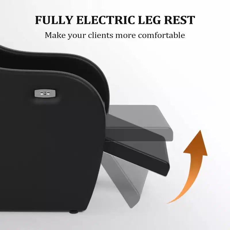 Karl Home Electric Shampoo Bowl and Chair Backwash Unit with Reclining Legrest and Tilting Porcelain Shampoo Sink