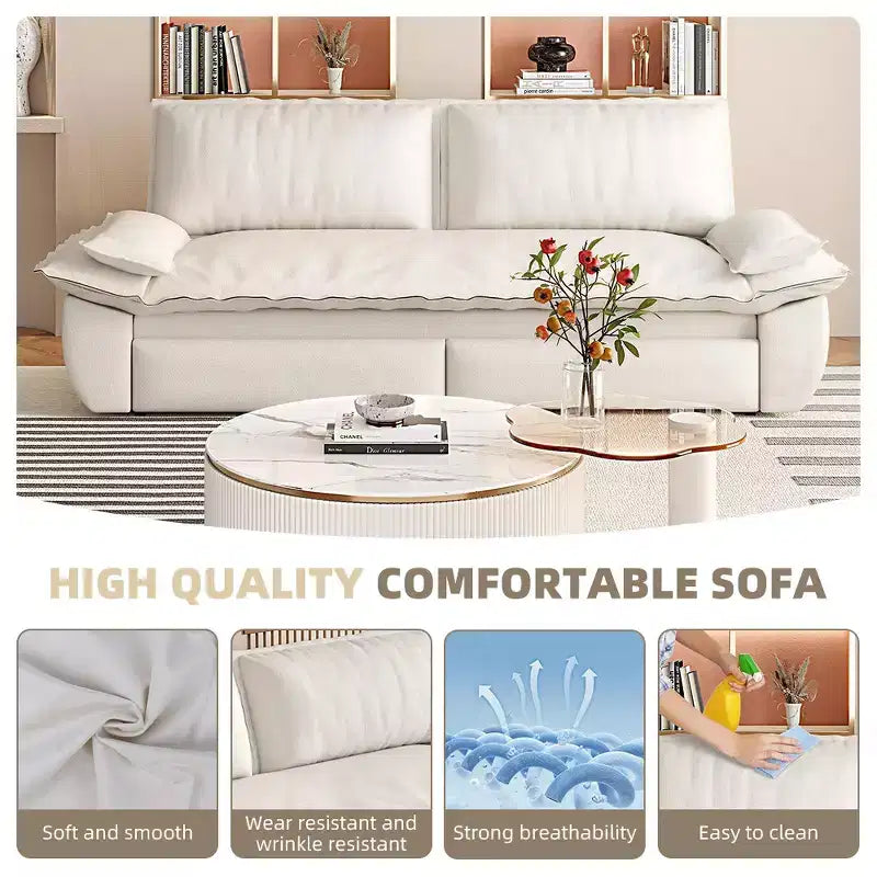3-in-1 Convertible Queen Sleeper Sofa with Velvet Upholstery