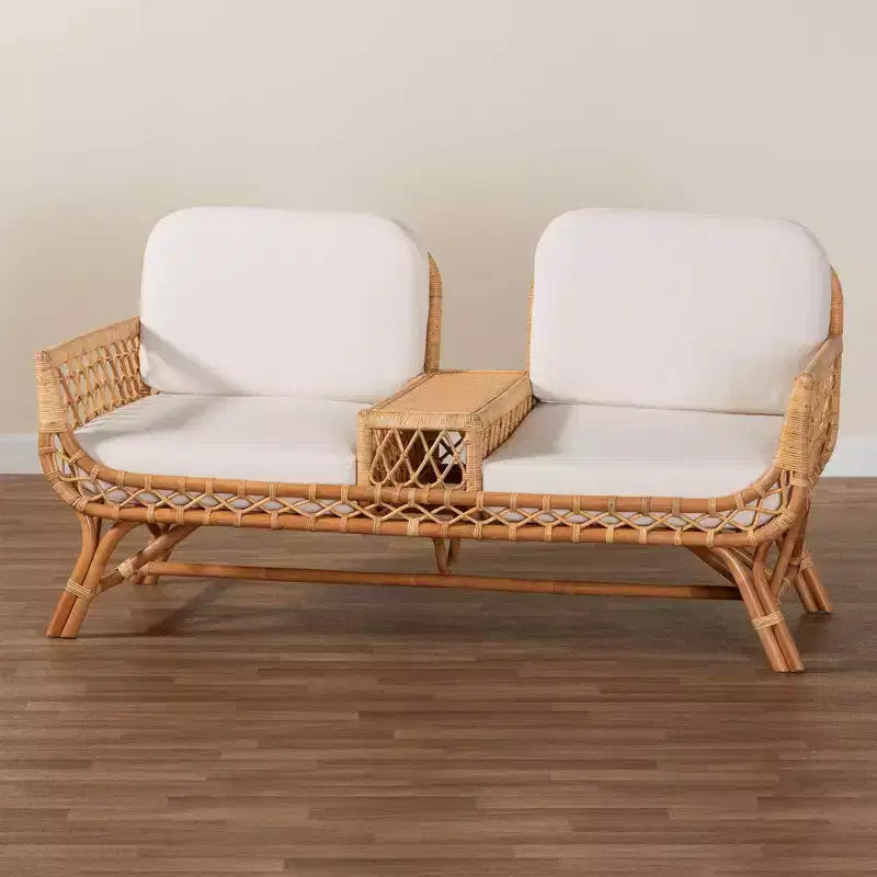 bali & pari Pakis Rattan Tete-a-Tete Sofa Natural Rattan