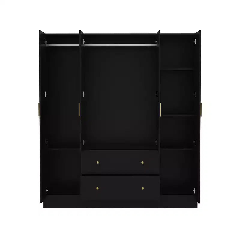 Modern Wardrobe with Mirror Closet Organization Armoire: Sturdy Rails, Smooth Drawers Practical & Stylish