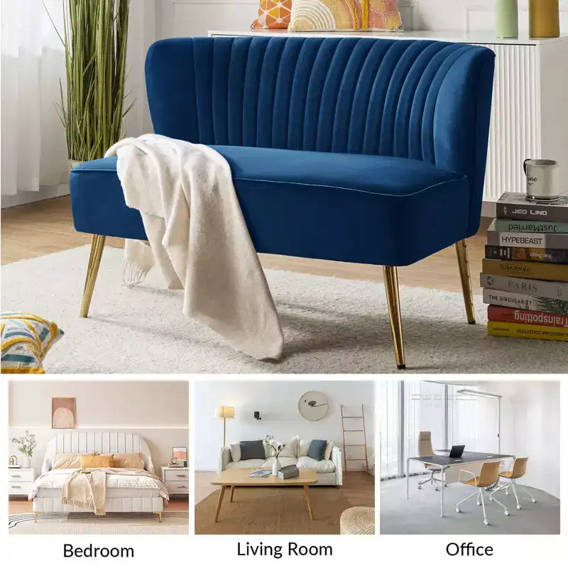 Velvet Nicolas Loveseat Chair Contemporary 2-Seater Sofa for Living Room and Bedroom Tufted Back Loveseat | Karat Home