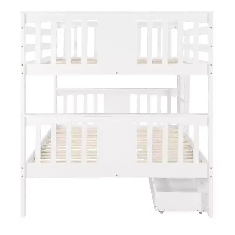 Modern Full over Full Bunk Bed with 2 Drawers