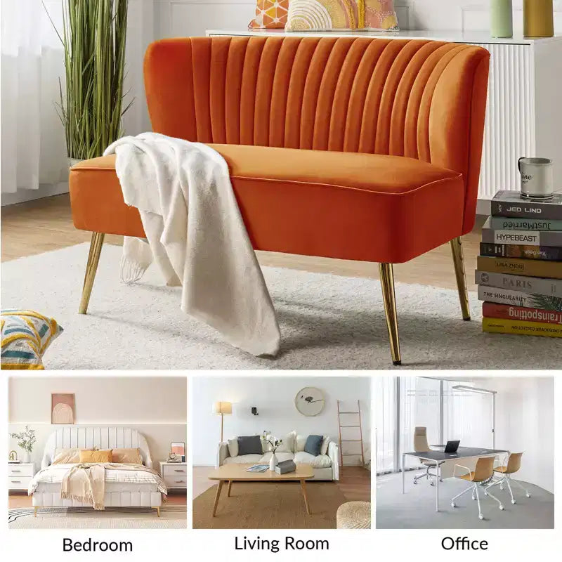 Velvet Nicolas Loveseat Chair Contemporary 2-Seater Sofa for Living Room and Bedroom Tufted Back Loveseat | Karat Home