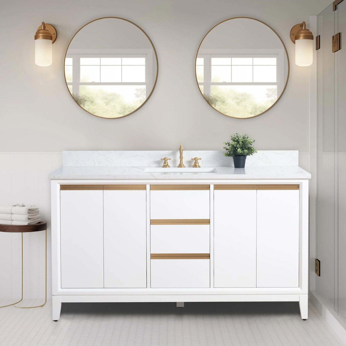 Vanity Art Bathroom Vanity with Ceramic Sink and Engineered Marble Top