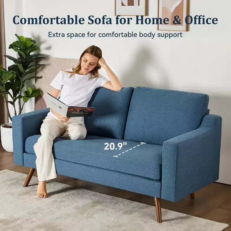 65.4" Mid Century Modern Loveseat Sofa with Spring Cushion for Living Room, Bedroom & Office