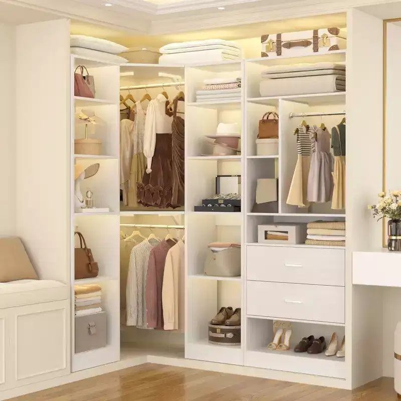 Corner Closet Organizer System with 2 Drawers