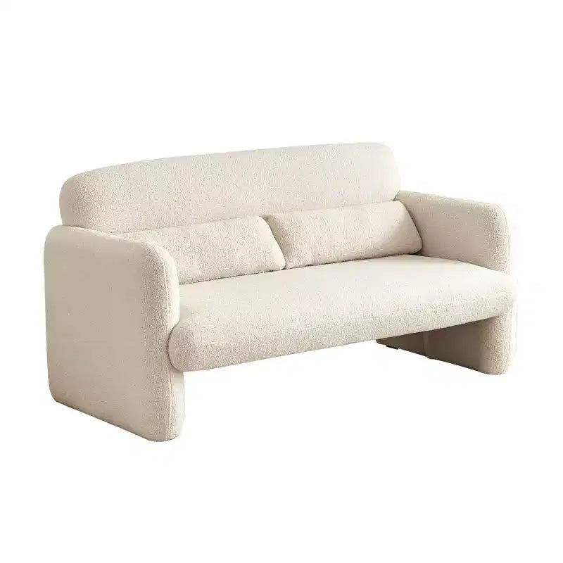MAYEERTY Modern Lamb Fabric Loveseat Sofa Solid Wood Frame Toss Pillow Included