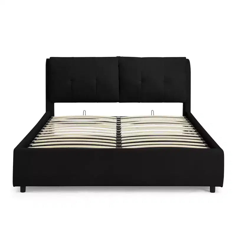 Queen/King Storage Platform Bed Frame Chenille Upholstered Bed with Soft Headboard