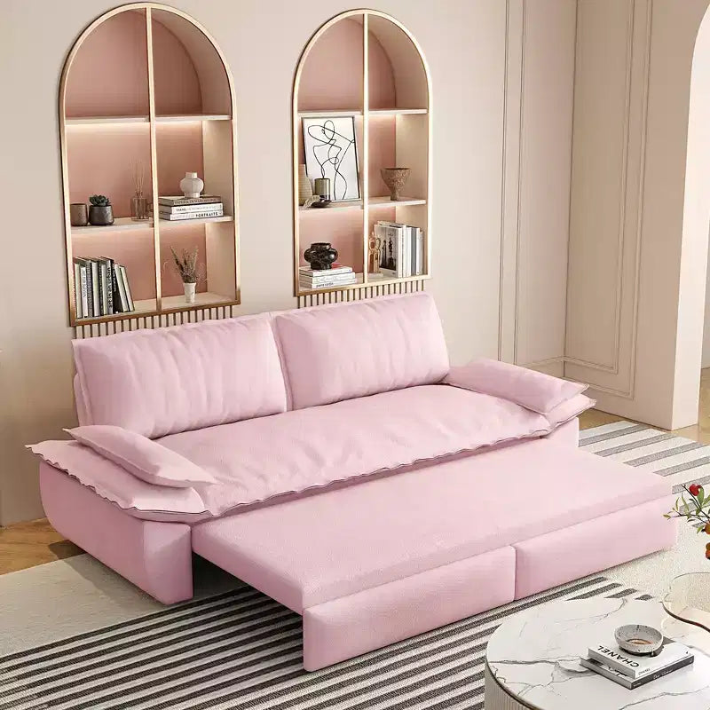3-in-1 Convertible Queen Sleeper Sofa with Velvet Upholstery