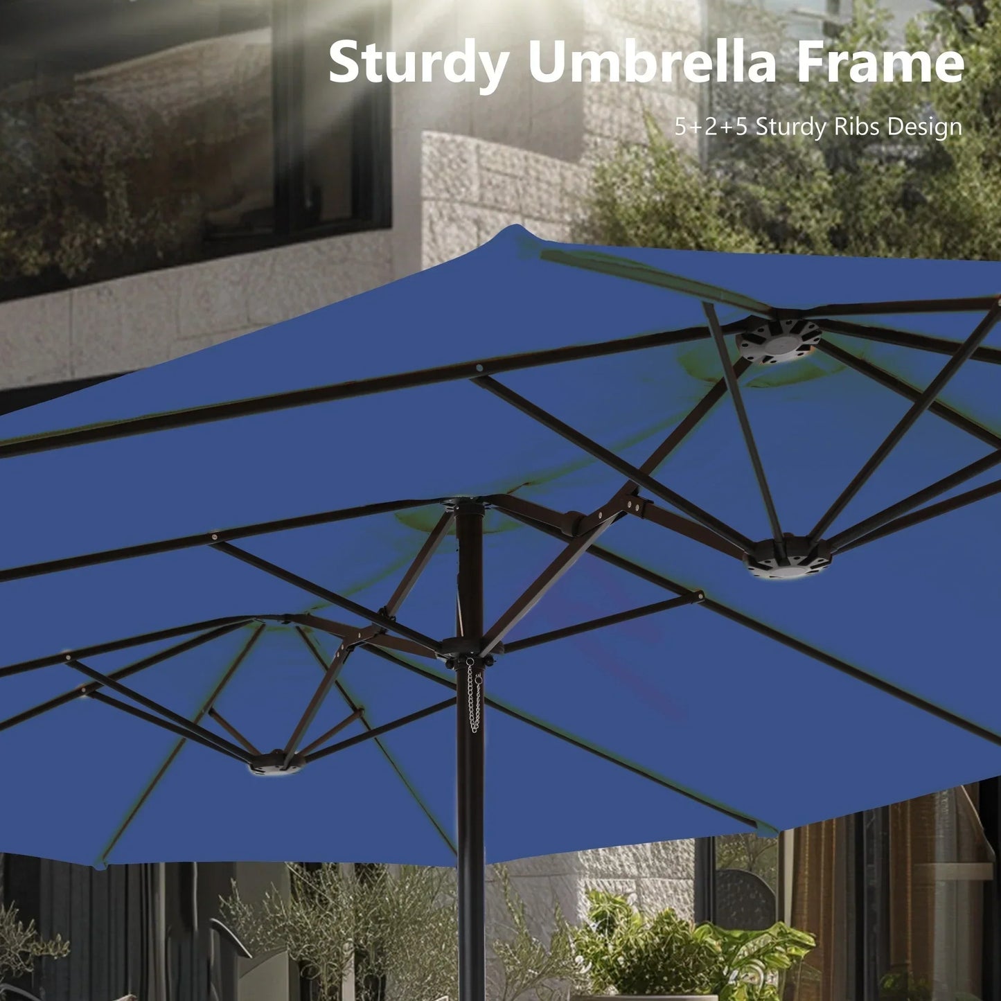 MAISON ARTS 15ft Double-Sided Patio Extra Large Twin Umbrella with Base Included
