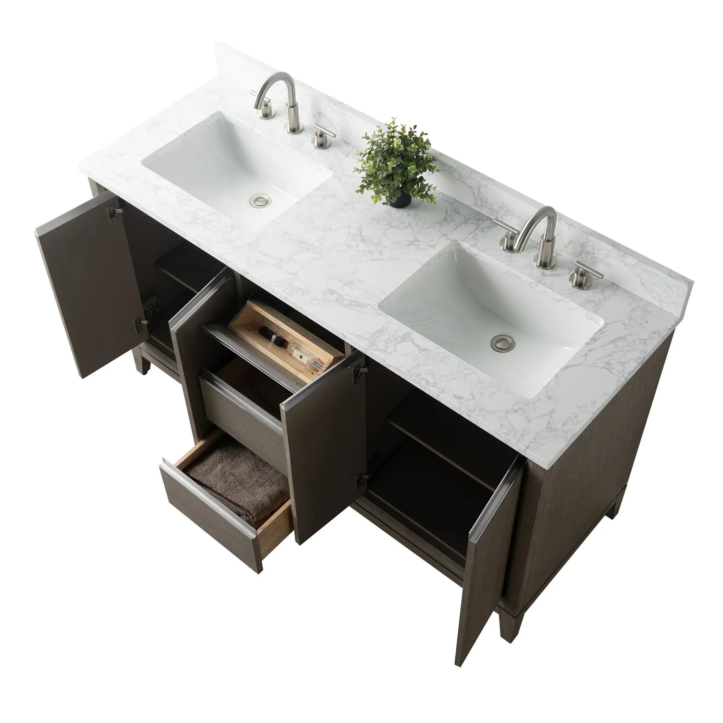 Vanity Art Bathroom Vanity with Ceramic Sink and Engineered Marble Top