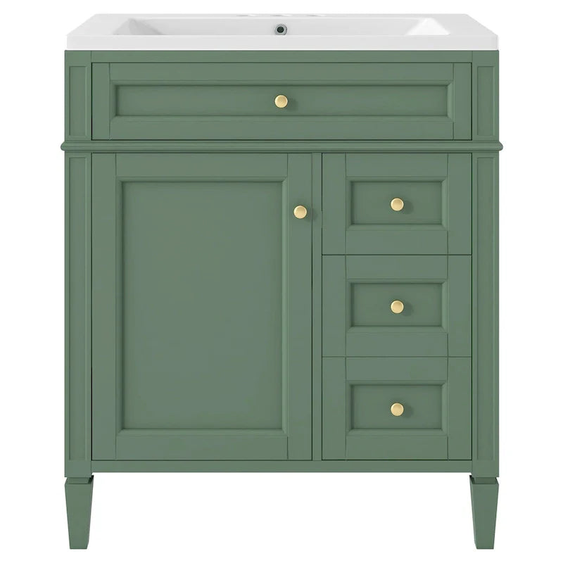30 Bathroom Vanity with Top Sink,Bathroom Storage Cabinet with 2 Drawers and a Tip-out Drawer,Single Sink Bathroom Vanity