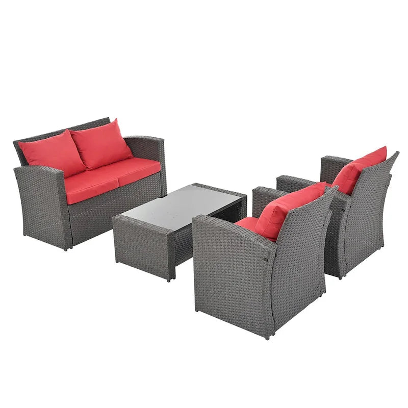 4-Piece Outdoor Patio Furniture Conversation Set