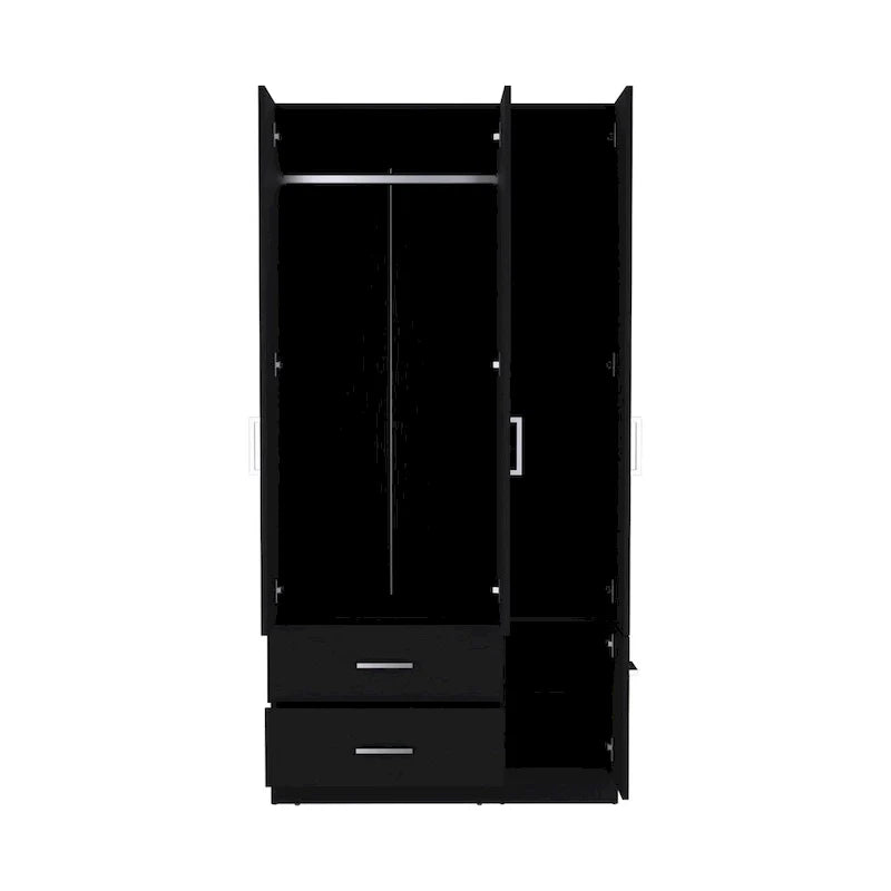 18.7 Modern Four-door Armoire with Hanging Rod, Two Drawers and 6 Shelves