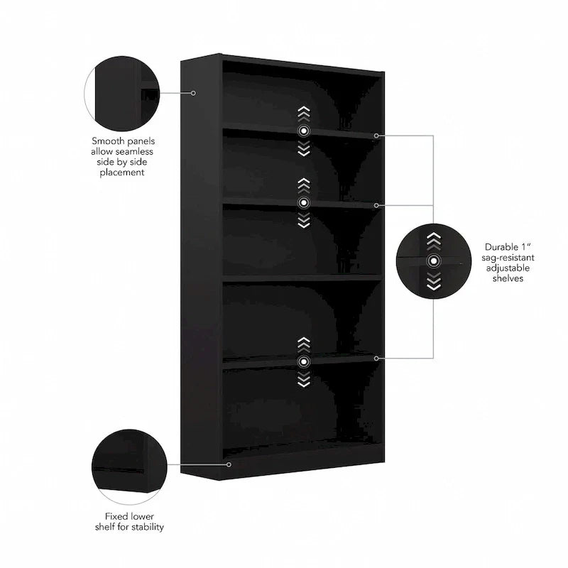 Universal Tall 5 Shelf Bookcase Storage by Bush Furniture