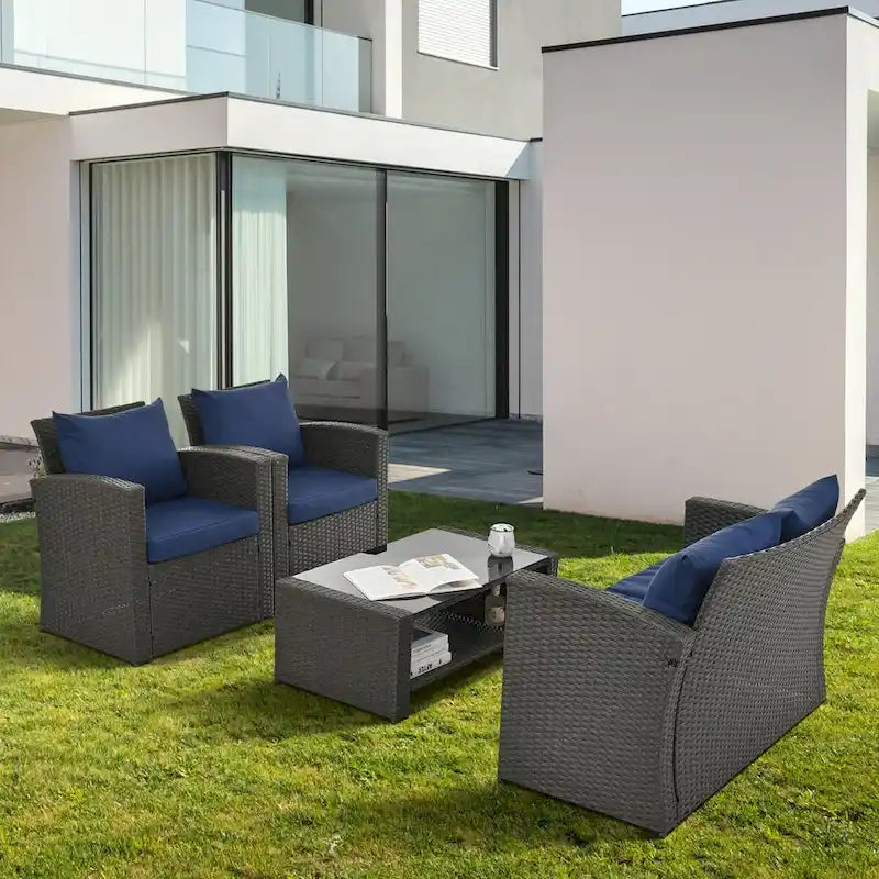 4-Piece Outdoor Patio Furniture Conversation Set