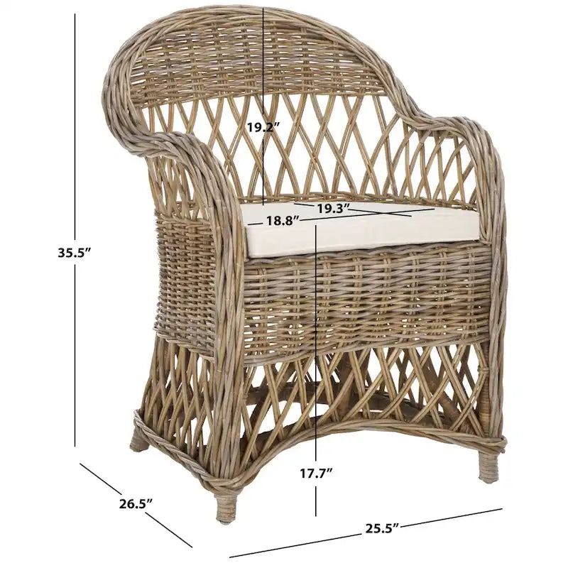 Natural Rattan Club Chair - 25.5 x 26.5 x 35.5 - 26Wx27Dx36H