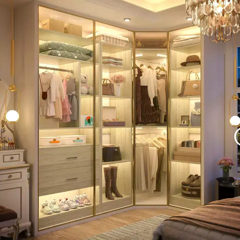 Corner Closet Organizer System with 2 Drawers