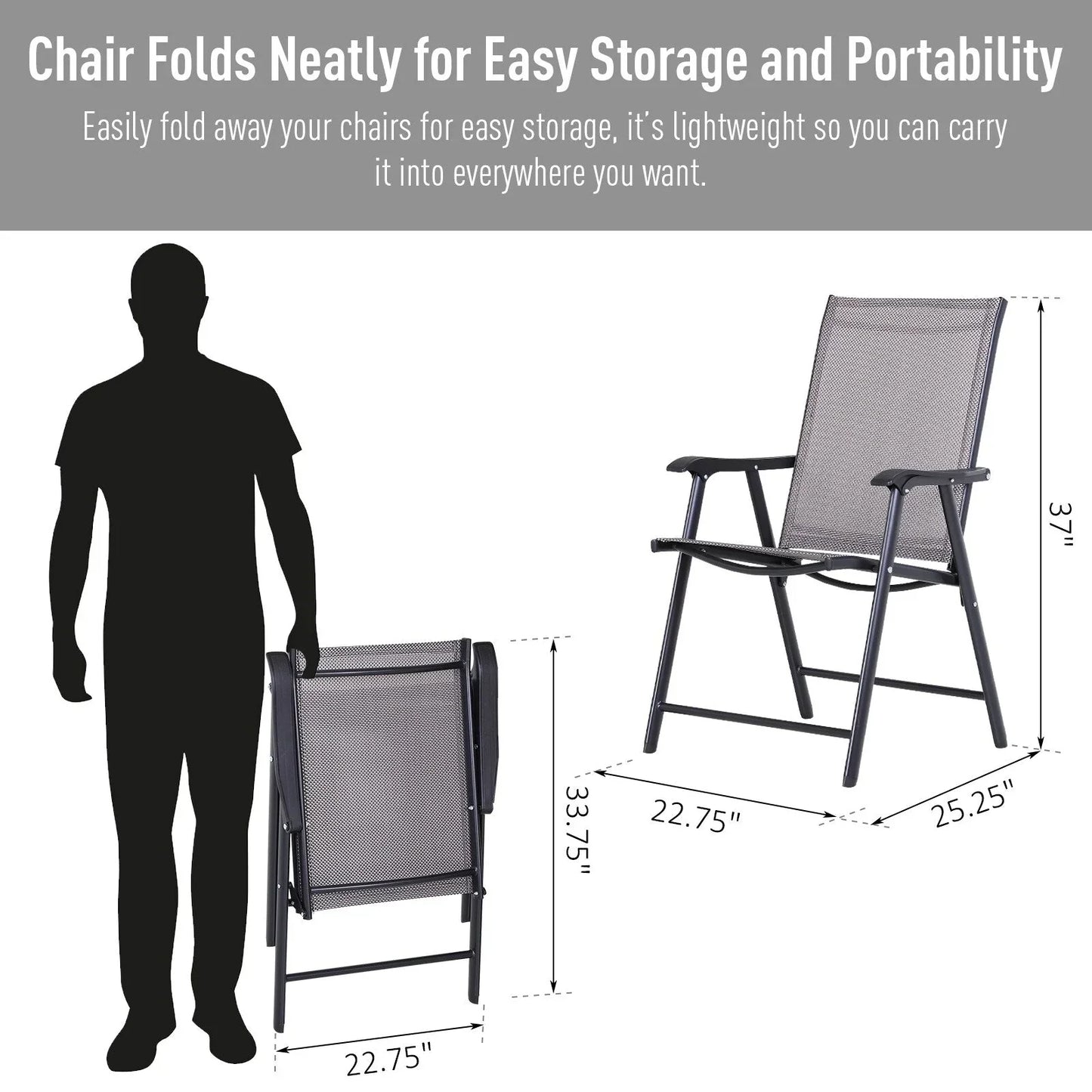 Outsunny 4-piece Folding Patio Chair Set with a Simple & Chic Design, Comfortable for the Deck, Garden, Yard & Travel