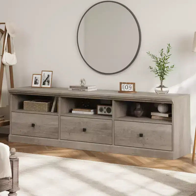 70" TV Stand for TVs up to 80", Mid Century Modern Entertainment Center with Drawers & Shelves