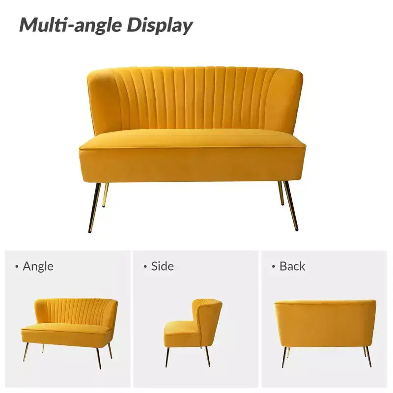 Velvet Nicolas Loveseat Chair Contemporary 2-Seater Sofa for Living Room and Bedroom Tufted Back Loveseat | Karat Home