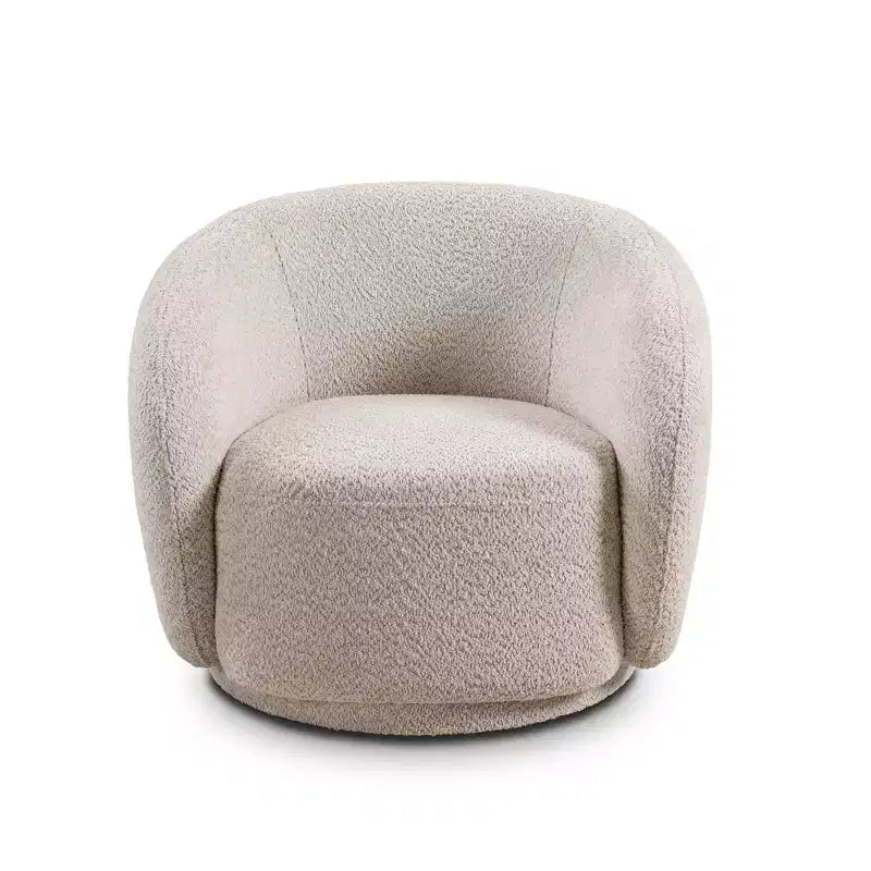 Swivel Accent Chair,Upholstered Modern Round Accent Arm Chairs,360 Swivel Single Sofa Armchair for Living Room and Bedroom,Beige Boucle