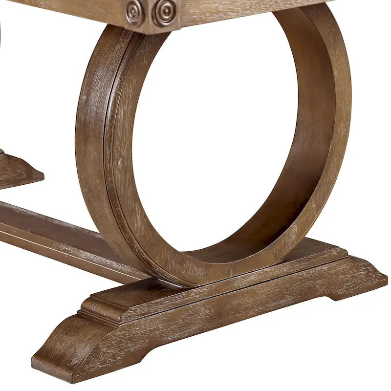 Rustic Oak & Beige 7-Piece Expandable Dining Table Set (Seats 6)