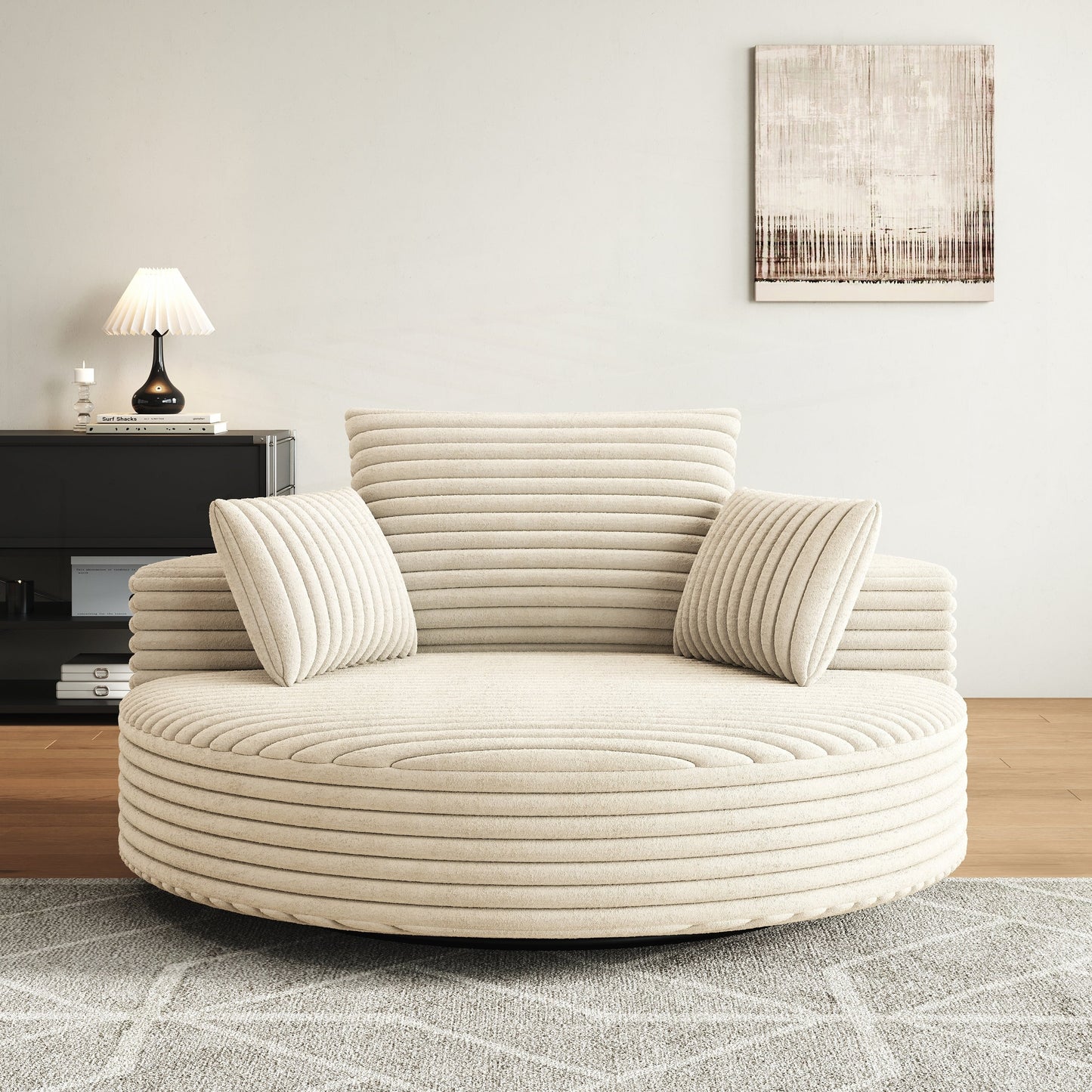 Corduroy Chenille Foam Single Swivel Chair