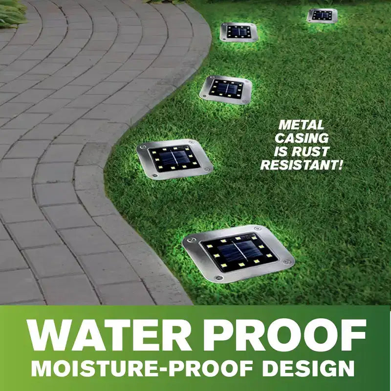 Bell + Howell 8 LED Square Solar Powered Outdoor Disk Lights - Walkway Lights, Waterproof, Auto On/Off