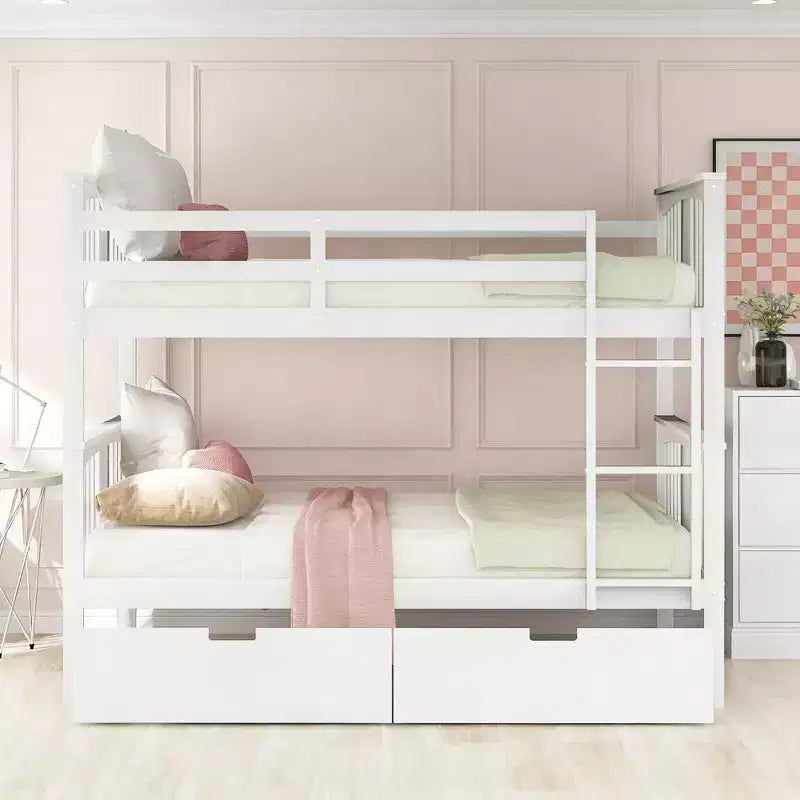 Modern Full over Full Bunk Bed with 2 Drawers