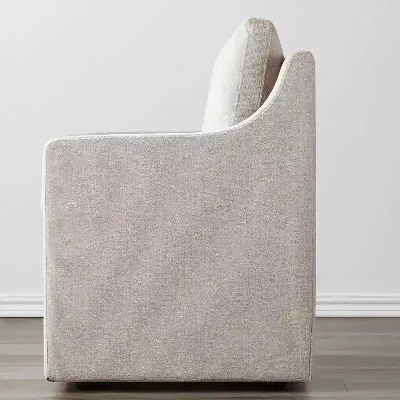 Modern Upholstered Dining Arm Chair with Hidden Casters & Under-Seat Storage