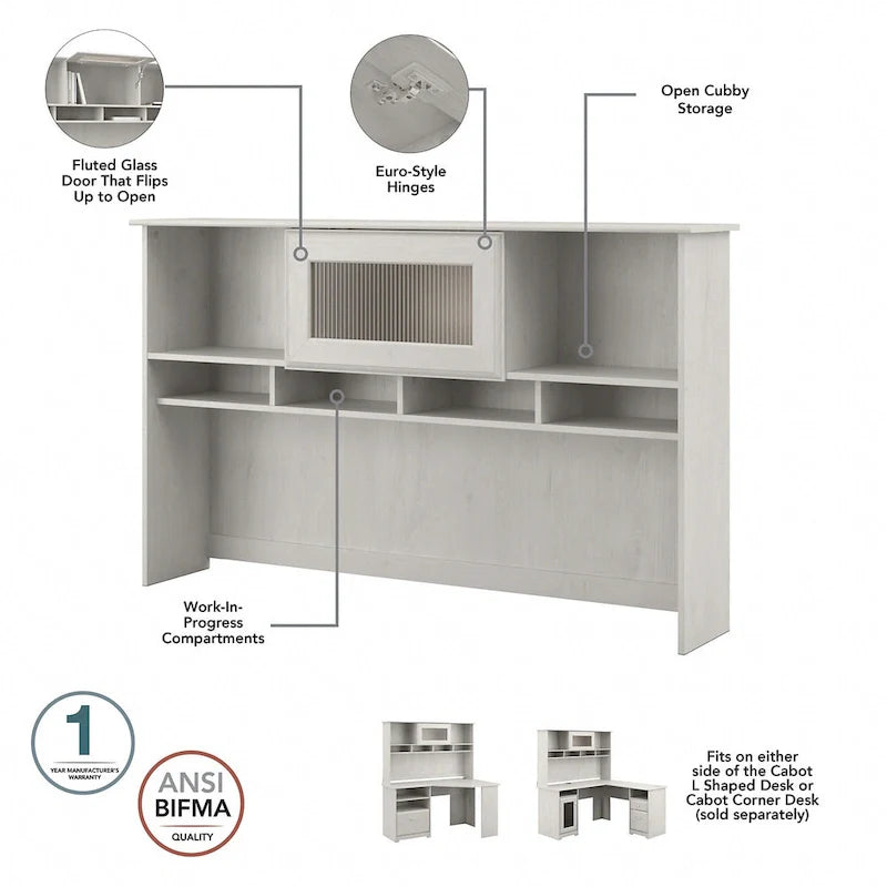 60" L-Shaped Computer Desk with Hutch, 5-Shelf Bookcase & File Drawer, 200 lb Desktop Capacity