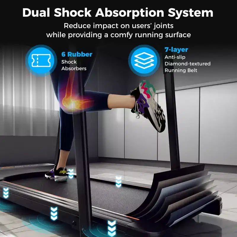 Costway 2.5 HP Walking Treadmill with Long Handrails for Seniors Pulse Sensors LED Display